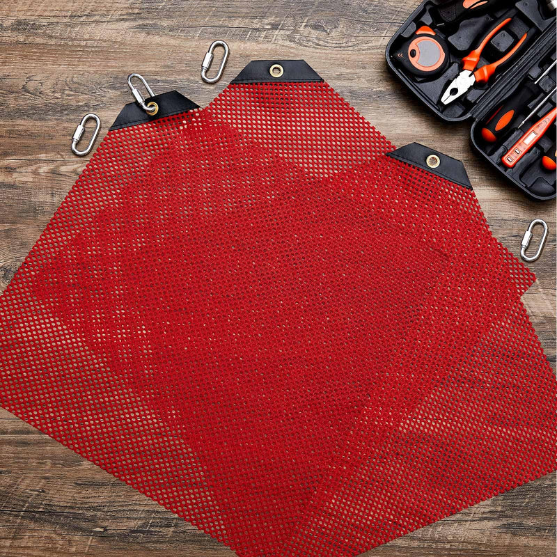 [Australia - AusPower] - 4 Sets Safety Warning Flag Red Mesh Safety Flag with Quick Link 18" x 18" for Truck Loads(Single Corner) Single Corner 
