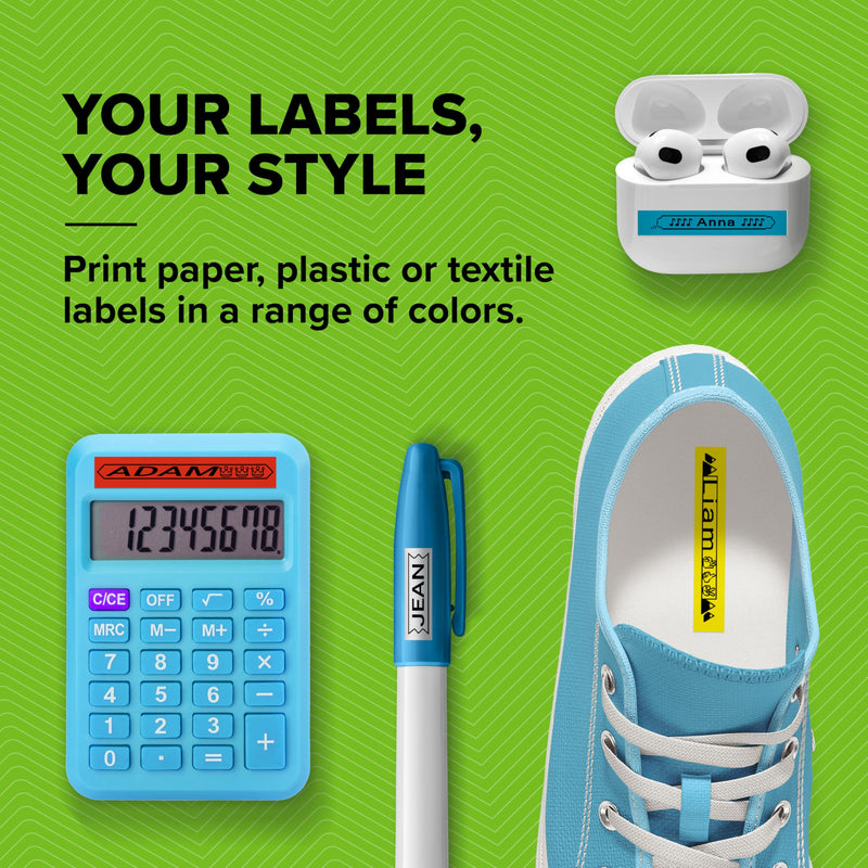 DYMO Authentic LT Plastic Labels | 12 mm x 4 m Roll | Black Print on Green Labels | for LetraTag Label Makers Black on Green