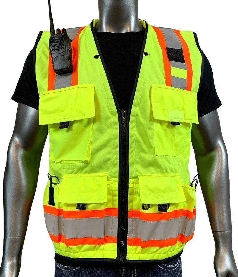 Vero1992 (F Safety Vest For Men's, Engineer High Visibility Vest With Pockets and Zipper, Reflective safety vest Medium-Large Yellow