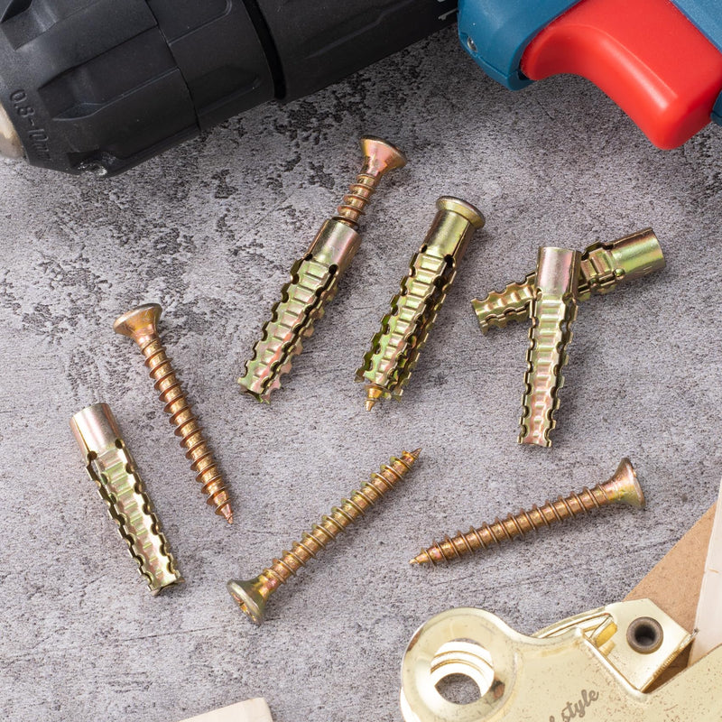 [Australia - AusPower] - 22 Sets Steel Wall Anchor with Screws(#5×1-4/7), Loose Hinge Hole Repair Kit, Metal Anchor Heavy Duty Steel Stripped Steel Wall Anchor for Hollow-Wall Wooden Concrete Wall(7x33mm) 
