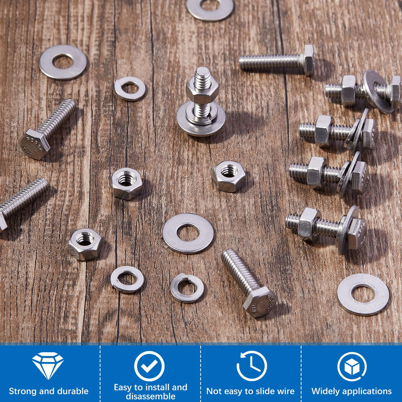 [Australia - AusPower] - Therwen 20 Set 80 Pcs Stainless Steel Hex Head Screws Bolts, Nuts, Flat Lock Washers, Thick Stainless Steel Bolts and Nuts, Fully Threaded by Bolt(1/4-20x1) 1/4-20x1" 