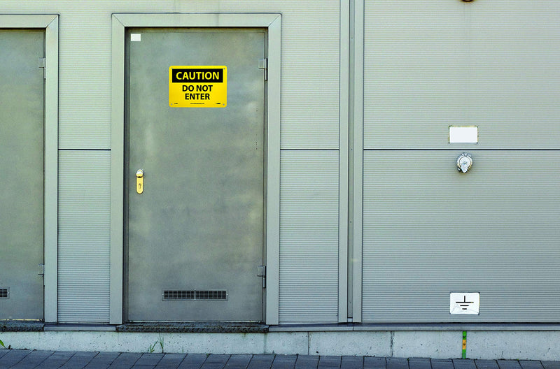 NMC C135R OSHA Sign, Legend "CAUTION - DO NOT ENTER", 10" Length x 7" Height, Rigid Plastic, Black on Yellow