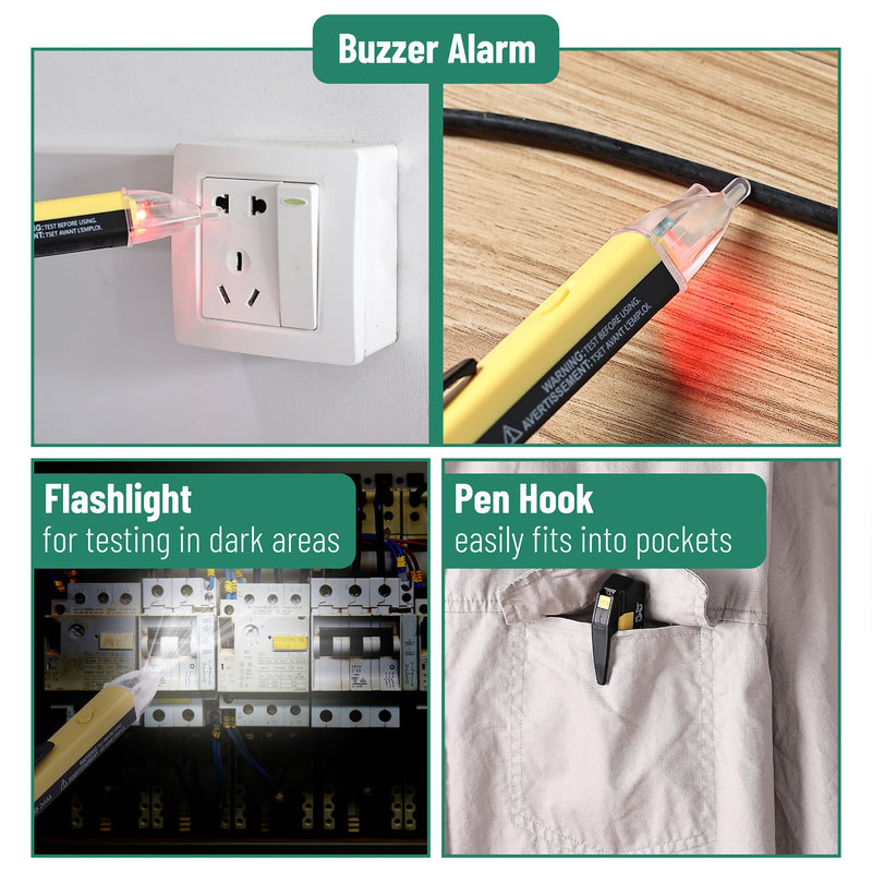 [Australia - AusPower] - Mr. Pen 2 Pack Non Contact Voltage Tester - Red & Yellow, Electric Tester Pen, Voltage Detector 