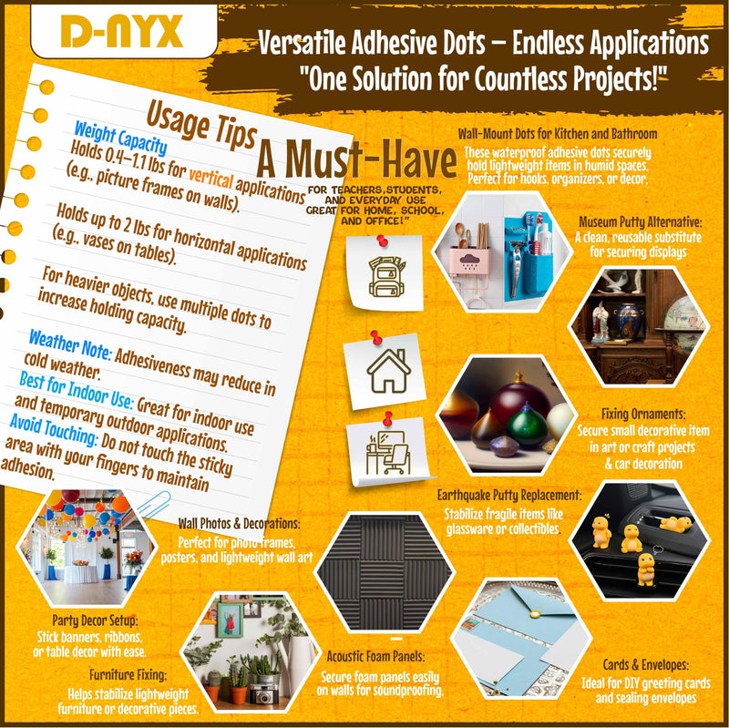 Double Sided Tape Adhesive Dots Stickers 280, 350, 450, 550 or 700 Pack Removable Putty No Trace Clear Sticky Tac Blue Sticky Tack Balloon Tassels Picture Hanging Strips (350 Sticky Dots) 350 Sticky Dots