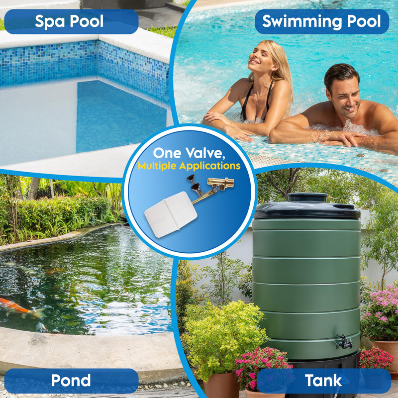 [Australia - AusPower] - Float Tec EZ Adjust Brass Replacement Float Valve 3/8" NPT Male Threads with 3" arm for Autofill, Pools, Spas, Water fountains, Livestock Water Trough, Water Tanks Fits 8" Canister 7 1/4" Long 