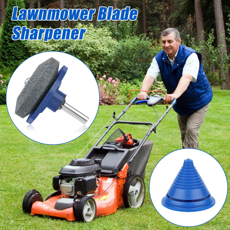 [Australia - AusPower] - 4+1PCS Lawn Mower Blade Sharpener, Universal Lawnmower Blade Sharpener Mower Sharpening Stone with 1PCS Balance Tool for Hand Drill/Power Drill Single layer 