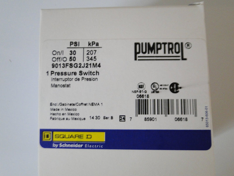 [Australia - AusPower] - SQUARE D 30-50 M4 Low Pressure Cut-Off Switch WATER WELL PUMP TANK PROTECTION 9013FSG2J21M4 