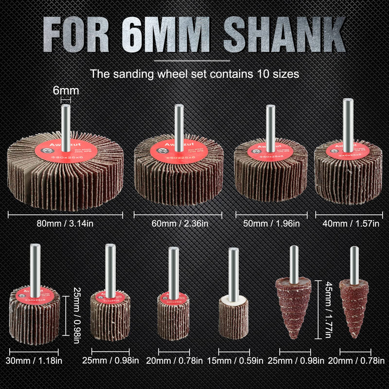 Awutzut Flap Grinder Set, Grain 80 Lamellar Grinder, Grinding Attachment for Drill, Cordless Screwdriver, Straight Grinder (20 Pieces)