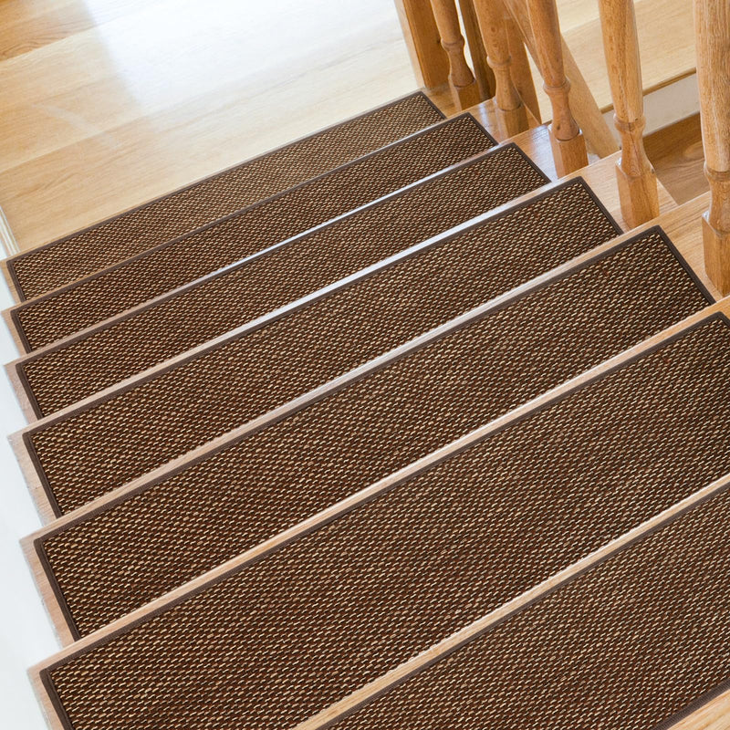 SMILOOL Stair Treads Non Slip for Wooden Steps Indoor 9" x 30" 4 Pack Extra Wide Stair Tread Carpet Stairs Runner, Step Pads with Reusable Adhesive for Dogs Kids Elders, Machine Washable, Brown 9 x 30 inch