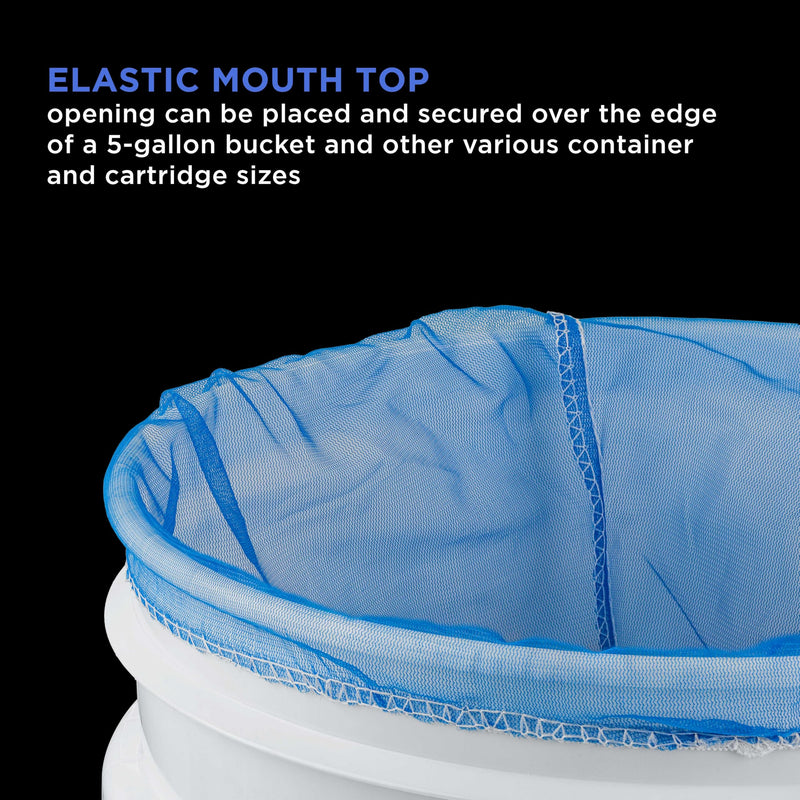 Master Elite 5 Gallon Paint & Liquid Strainer Filter Bag with Pure Blue Fine Nylon Mesh, Pack of 36 - Used in 5 Gallon Buckets, Disposable Filtering Bag, Elastic Top Opening - Hydroponics, Gardening 3