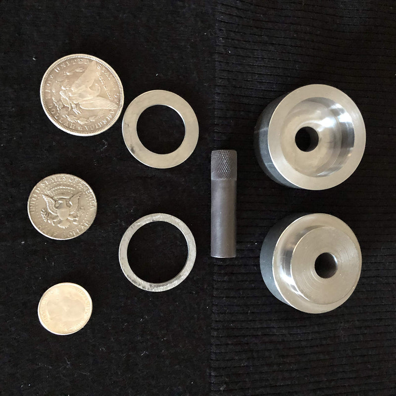Coin Ring Puncher & Spacer Set | Golden Punch Metal Hole Jewelry Making Tools | 4 Punches Ring Making Tool | Self Centering Punches Set | Coin Punch Kit Made in USA - 1.60 Pound