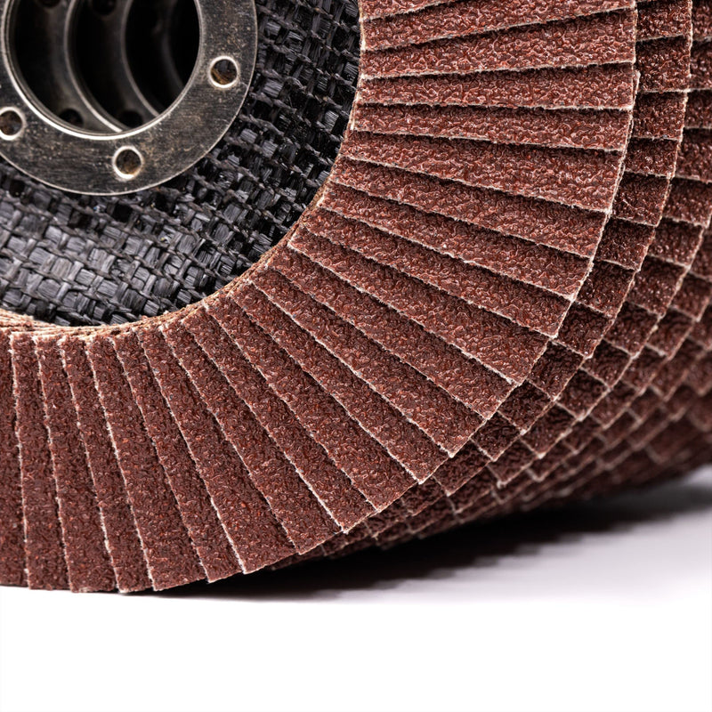 Woltersberger® Flap Discs, Diameter 125 mm, Grain 80, Pack of 10, Brown, for Metal and Wood, Aluminum Oxide, Angle Grinder, Sanding Mop, Flap Discs, Sanding Discs Medium