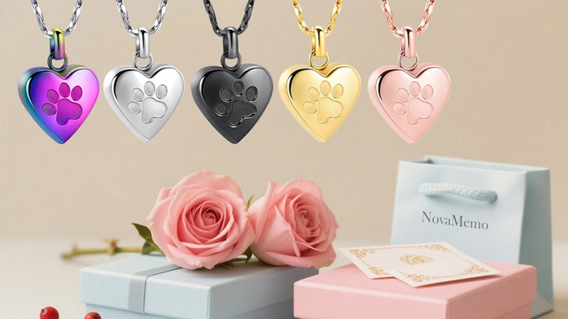 Paw Print Heart Urn Necklace For Ashes Cremation Jewelry For Pet Lovers Silver-Always In My Heart