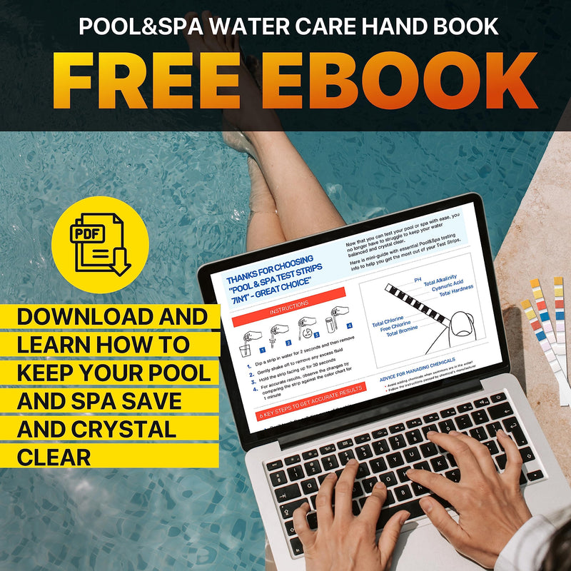 [Australia - AusPower] - All-New Pool and Spa Test Strips 7 in 1 Quick SuperAccurate Swimming 150 Pool Test Kit - Hot Tub Test Strips & Pool Water Testing Strips for pH Chlorine Bromine Hardness Alkalinity Cyanuric Acid PoolTestKit-7in1 