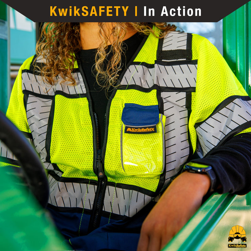 KwikSafety - Charlotte, NC - SHERIFF Class 3 Safety Vest for Women [REFLECTIVE FISHBONE TAPE] ANSI Tested OSHA Compliant Hi Vis PPE Work Gear/Blue Small