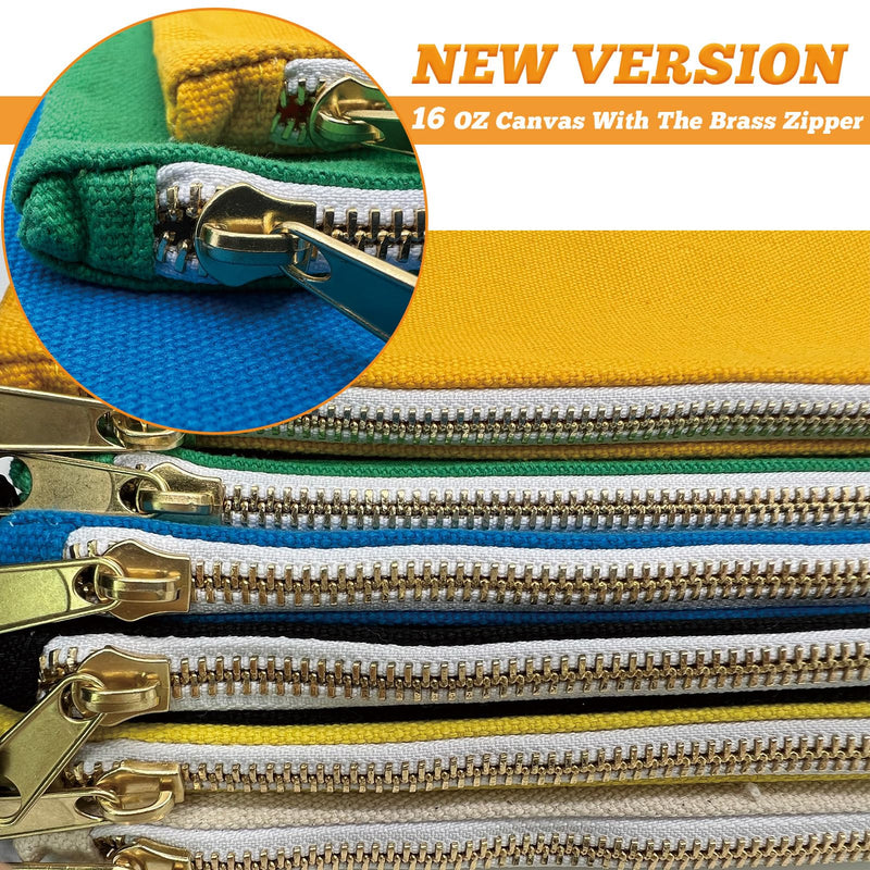 Canvas Tool Bag Zipper Pouch, 8 Pack 12.5 x 7-Inch | Heavy Duty, 16 oz.,Tools Utility Pouches, Multipurpose, Storage Organizer Tote Bags with Metal Zippers