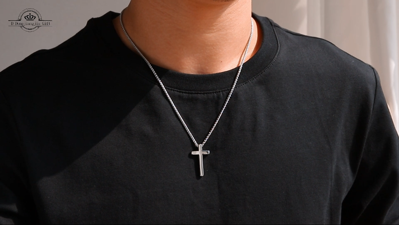 18/20In Cross Necklace for Men Birthday Confirmation Baptism Christian Gifts for Boys Teen 18inches