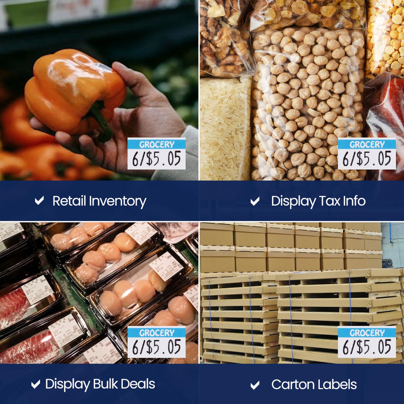 Pricing Labels for Monarch 1110 Blue Reverse Print on White Grocery - 17,000 Labels w/ 16 Rolls Value Pack, 1 Sleeve - Made in USA Grocery (Blue)