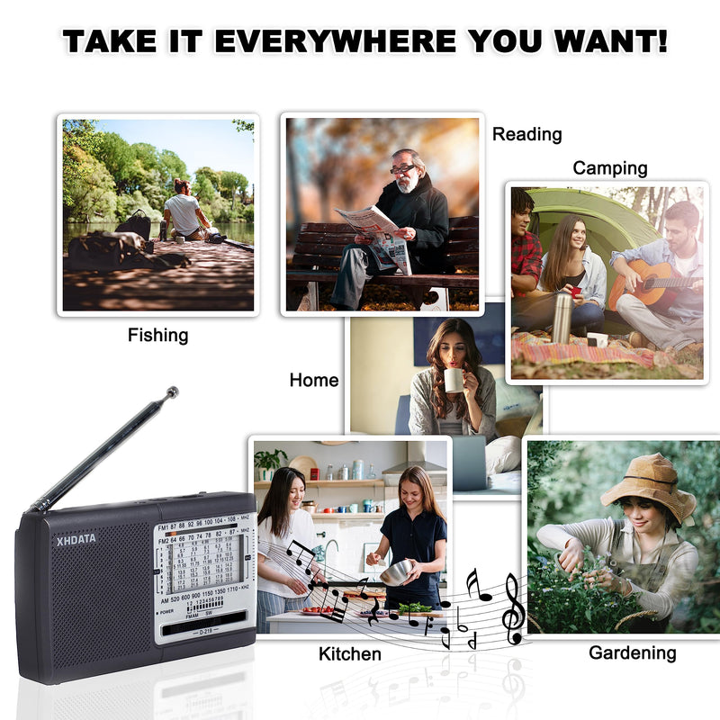 [Australia - AusPower] - XHDATA D219 Portable AM FM Shortwave Radio Battery Operated Small Great Reception Radio with Good Sound,Earphone Jack for Gift Elder,Home,Child [Gray] Gray 