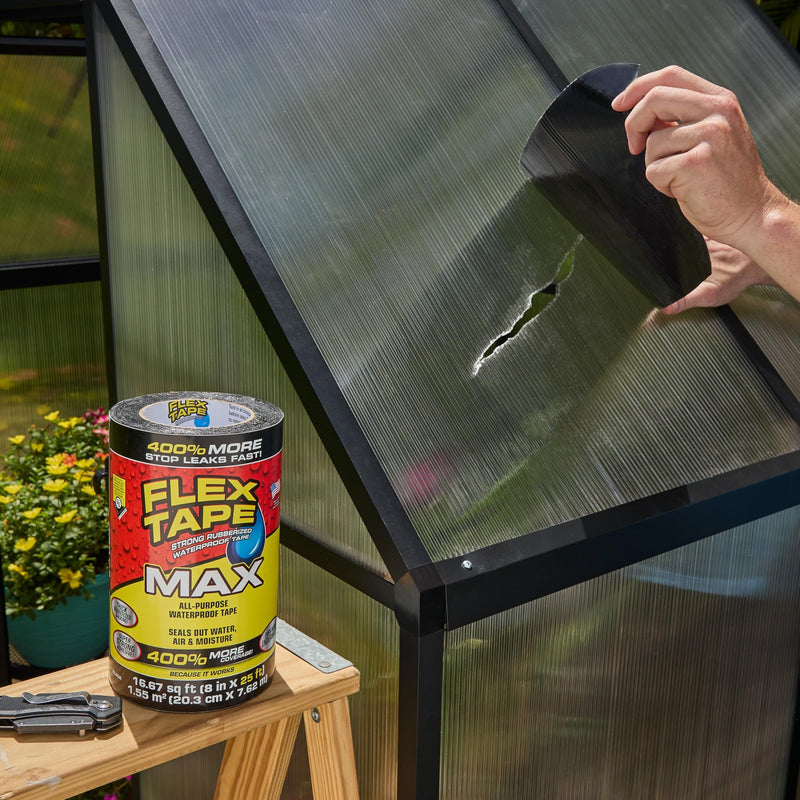 Flex Tape, Original Thick Flexible Rubberized Waterproof Tape - Seal and Patch Leaks, Works Underwater, Indoor Outdoor - Home RV Roof Plumbing and Pool Repairs, Black, 8 in x 5 ft, Pack of 1