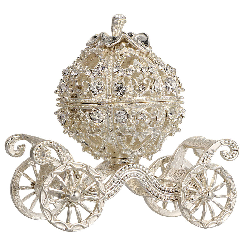 Kisangel Decorative Box Princess Pumpkin Carriage 1pc Carriage Jewelry Box Rhinestone Jewelry Organizer Crystal Jewelry Holder Pumpkin Carriage Decor for Grils Women Trinket Ring Holder Glass Pumpkin