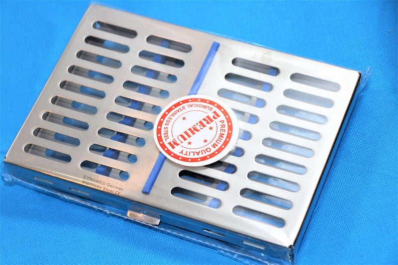 [Australia - AusPower] - German Steel Dental Autoclave Sterilization Cassette Rack Box Tray for 10 Instruments 