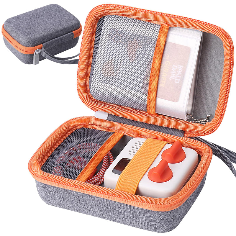 [Australia - AusPower] - co2CREA Hard Case Compatible with Yoto Mini Kids Audio Music Player Children Speaker Plays Audiobook Cards Radio and Card Case Hold up to Yoto 36 Cards Grey Case and Orange Zipper 