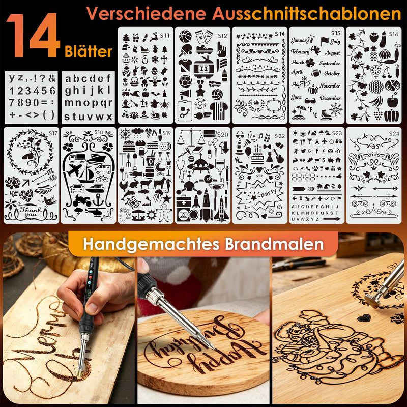 Pyrography Torch & Pyrography Soldering Iron Set 71-in-1, 80W LED Temperature Adjustable 180-500°C with Switch, Wood Burner for Engraving for Wood, Leather, DIY Art & Gifts - for Professionals & Hobby