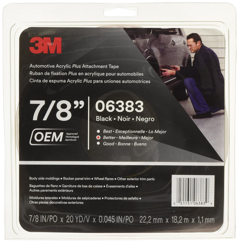 [Australia - AusPower] - 3M - 6383 (TM) Automotive Acrylic Plus Attachment Tape, Black, 7/8" x 20 yds. 7/8 Inches 