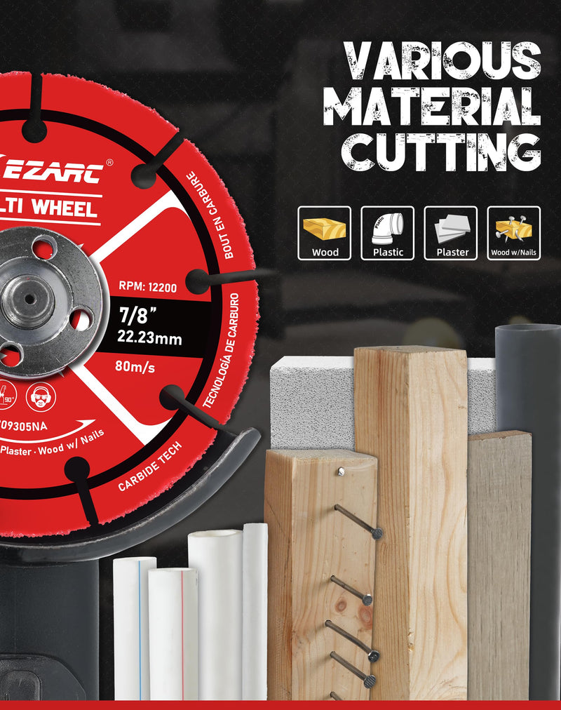 [Australia - AusPower] - EZARC 5 Inch Cut Off Wheels, Carbide Cutting Disc, Angle Grinder Cutting Wheel for Wood, Wood with Nails, Laminate, Plastic, Plaster, 2 Pack 