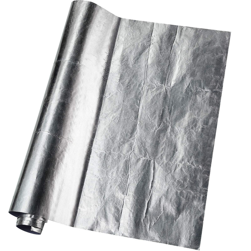 BBTO Heat Reflective Sheet Adhesive Backed Aluminized Fiberglass Heat Shield Tape Protection Barrier Heat Shield Resistant Material for Hose and Auto Use Heat Insulation Sheet(Silver, 12 x 24 Inch) Silver