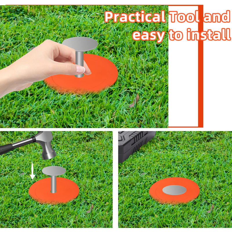 6 Pieces Low Profile Property Markers Orange Rubber Washers Driveway Marker for Low Profile Survey Stakes Screw in Survey Markers Flat Boundary Stakes Land Pins Ground Garden 6 Inches (No Nail