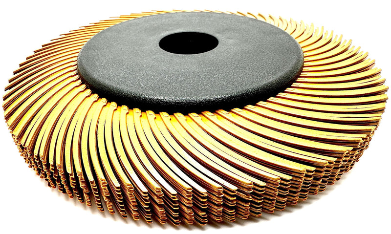 [Australia - AusPower] - Radial Bristle Brush, 6 in x 1/2 in x 1 in 80 Grit (Yellow) with Adapter, Type C Curved Bristle (Pack of 1) 