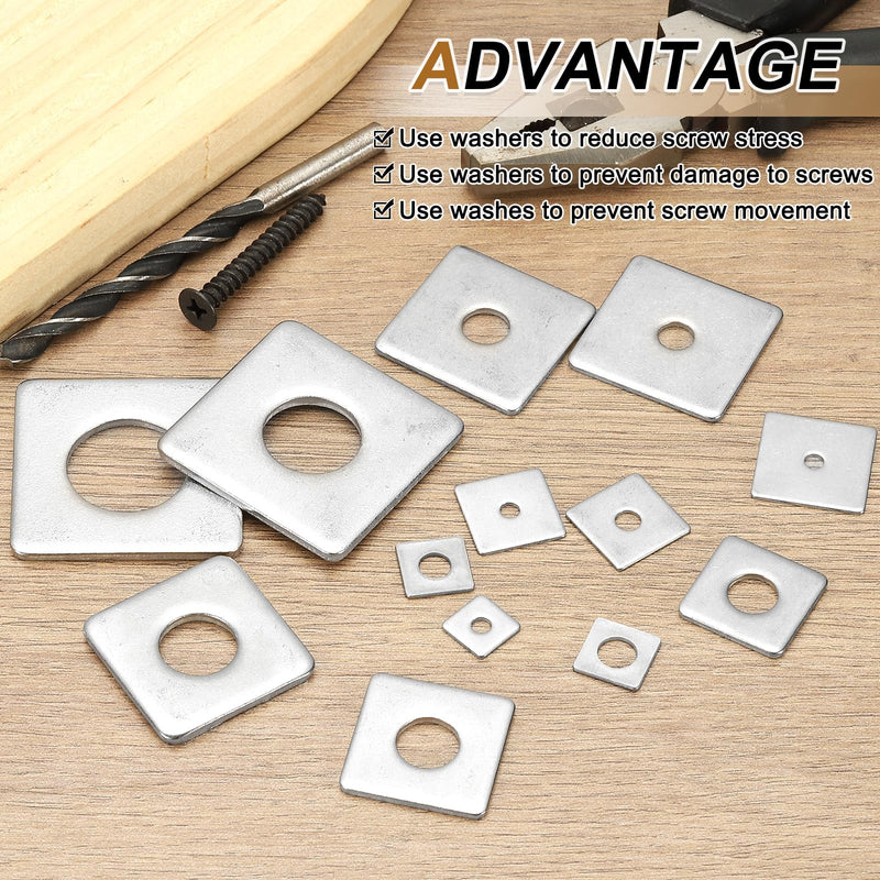 [Australia - AusPower] - PATIKIL M8x25x2mm Square Washers, 24pcs Square Plate Washers Square Strut Washer Bearing Plate 304 Stainless Steel Flat Pad Spacer Hardware Fastener Nut Bolt Gasket M8x25x2 1 
