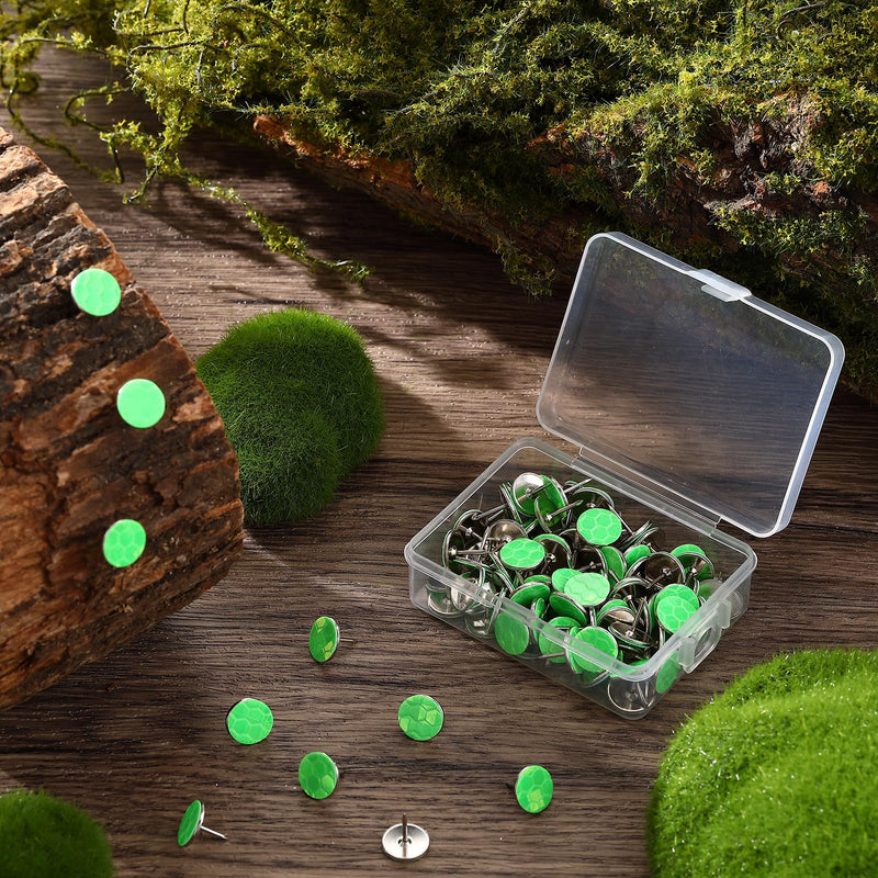 Fullhawl 100 Reflective Tacks Trail Marking Tacks Glow Reflective Mark Trail Markers Thumb Nails for Hunting Hiking Camping Tree Stand (Green) Green