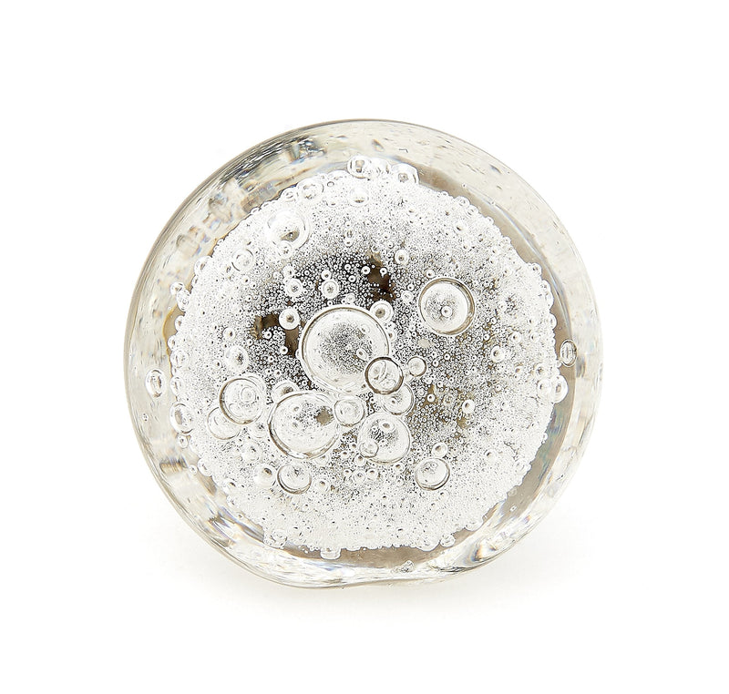 Shabby Restore Clear Bubbles Glass Dresser Drawer, Kitchen Cabinet or Door Knobs, Pulls Nickel Hardware - Pack of 12