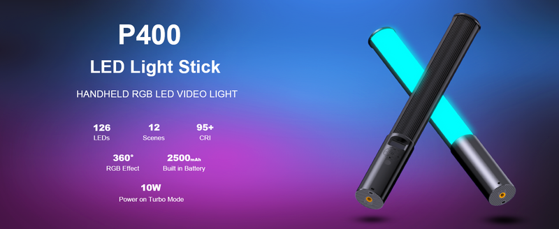 LUXCEO RGB LED Video Light Wand, Handheld Photography Light Stick with Remote Control, Dimmable 2500K-6500K CRI97+ Full-Color LED Light with 2500mAh Built-in Battery, 12 Light Scenes