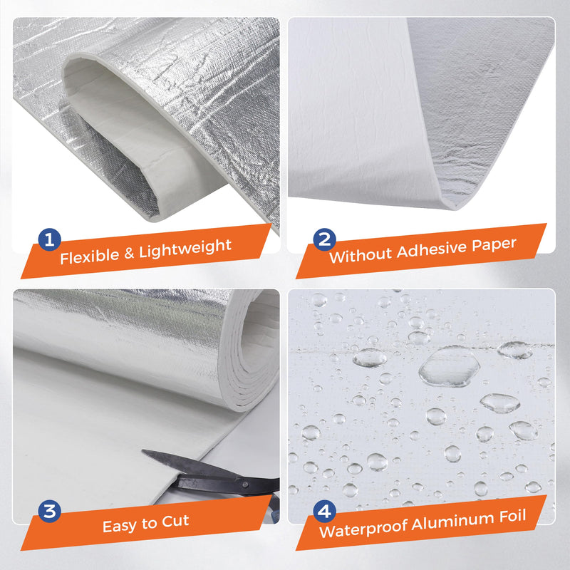 Automotive High Temperature Resistant Heat Shield Mat Aluminum Foil Ceramic Fiber Material Up to 2300℉ for Thermal Protection(None-Adhesive-195mil-15 x 24") 195mil-15"x24"