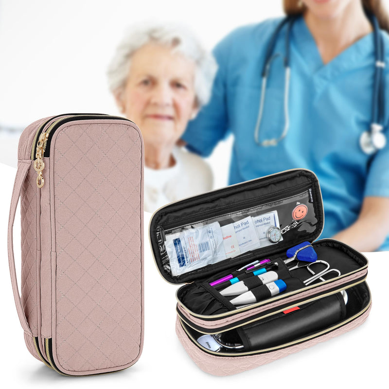 [Australia - AusPower] - Damero Double Layer Stethoscope Case Compatible with 3M Littmann/ADC/Omron Stethoscope, Stethoscope Carrying Case Travel Bag for Nurse Accessories, Misty Rose 