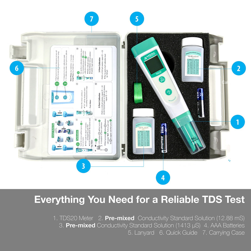 [Australia - AusPower] - Apera Instruments AI213 Value Series TDS20 Waterproof TDS Pocket Tester kit, Accuracy: ±1% F.S, 2-Point Auto. Calibration 