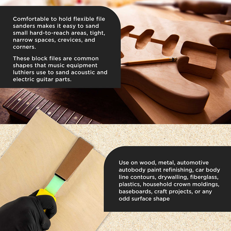 [Australia - AusPower] - Dura-Gold Sanding Stick Kit with Ergo Handle Yellow Flat with 40 sheet Sandpaper Starter Kit 