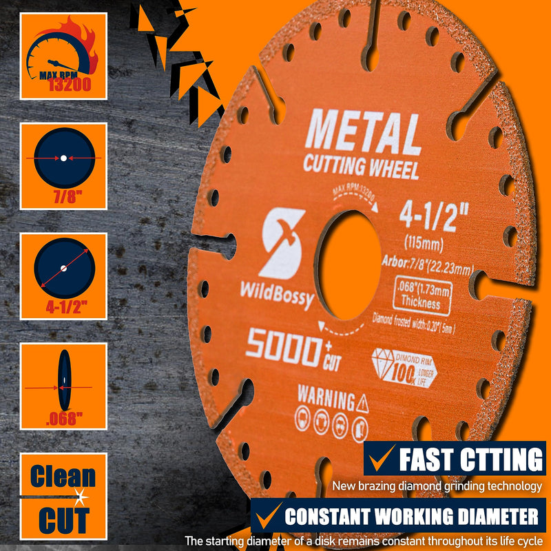[Australia - AusPower] - Diamond Cutting Wheel 4-1/2 Inch with 7/8" Arbor Hole, Metal Cut Off Disc with 5000+ Cuts on Rebar, Steel, Iron and INOX 4-1/2inch 1.0 