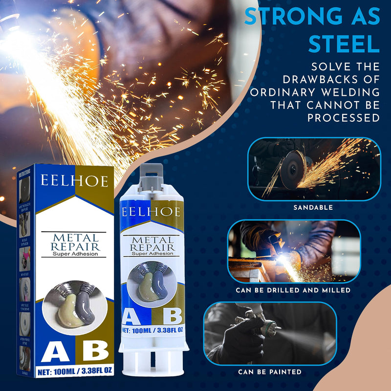 [Australia - AusPower] - Metal to Metal Glue - 2 Pack (200g), Metal Repair Epoxy Glue,Metal Epoxy Weld, 2 Part Epoxy Glue Heavy Duty,High-Temperature Heat Resistant Adhesive, Plastics (100 gram) 100 gram 