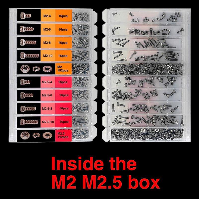 [Australia - AusPower] - EEEEE 982pcs M2 M2.5 M3 M4 M5 M6 Hex Socket Cap Screws Head Cap Screws 304 Stainless Steel Nut Bolt Kit Screw Assortment Set with Machine Assorted Washer Small spring Washer and Nut set M2 M2.5 M3 M4 M5 M6 982pcs 