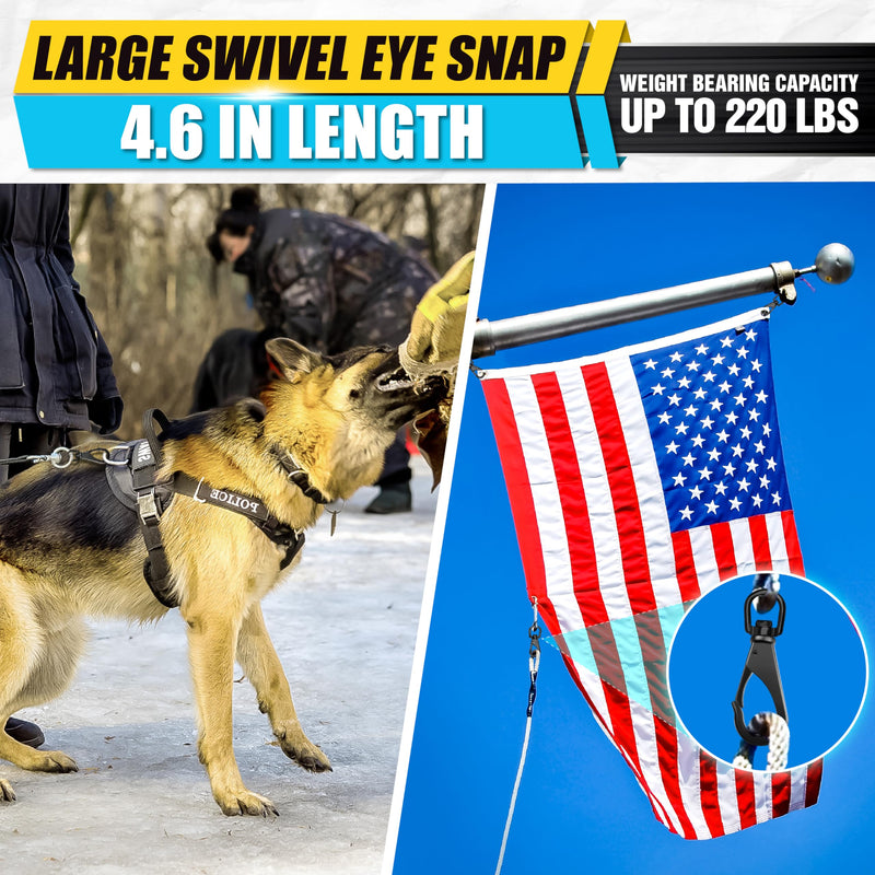 [Australia - AusPower] - [Extra Sturdy] 2Pcs 4.6” Stainless Steel Swivel Eye Snaps, 220 LBS Capacity Heavy Duty Flag Clips, Multipurpose Swivel Clips, Great for Marine, Sports, Luggages, Pets, Swings, Keychains 
