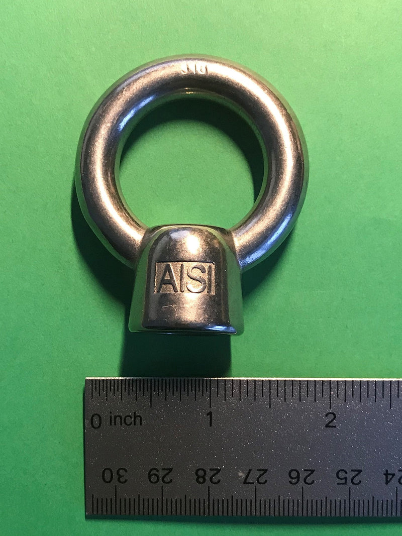 [Australia - AusPower] - US STAINLESS Stainless Steel 316 Lifting Eye Nut 1/2" UNC Marine Grade Pitch of 13 