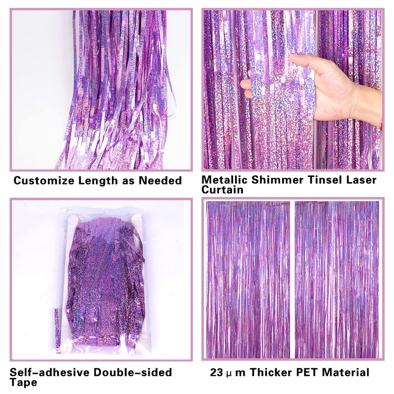 [Australia - AusPower] - 2 Pack 3.2ft x 8.2ft Pink Metallic Tinsel Foil Fringe Curtains Backdrop for Pink Party Birthday Wedding Bachelorette Baby Shower Holiday Party Decorations Photo Booth Props 