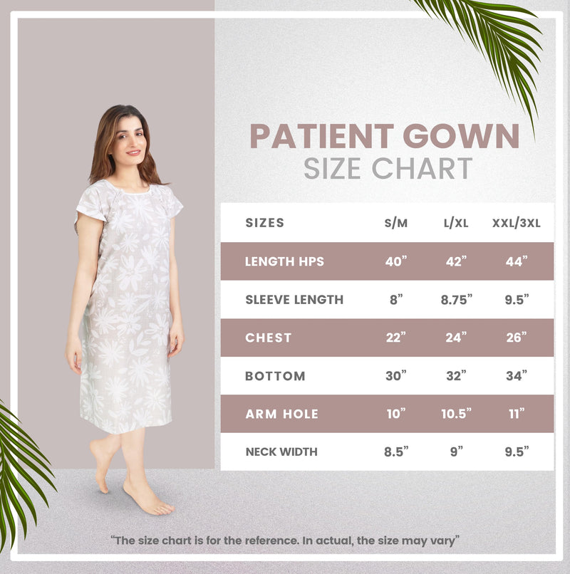 [Australia - AusPower] - NY Threads Women's Hospital Gown Soft and Stylish Patient Gown, Large-X-Large, Flora Grey 