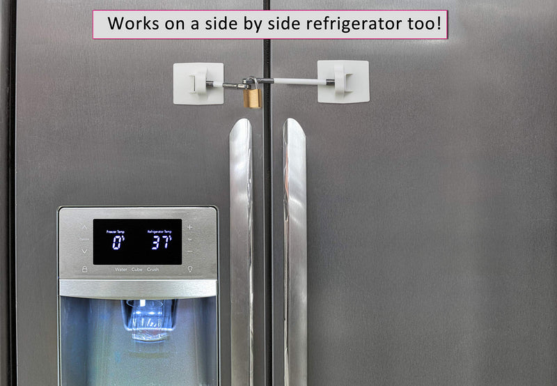 Refrigerator Door Lock with Padlock - White 1-Pack, White with Keyed Padlock