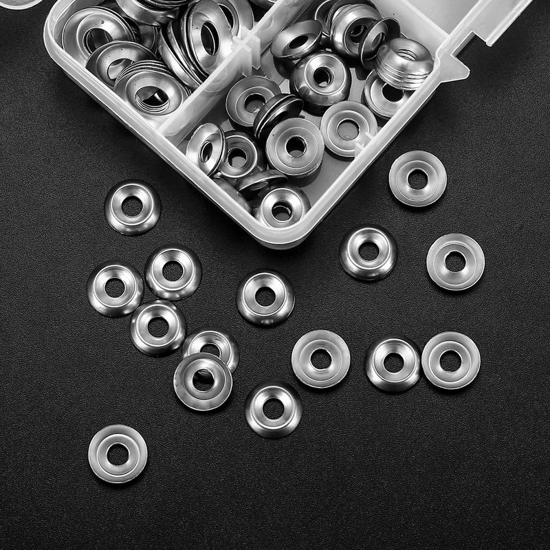 200 Pcs Finishing Cup Countersunk Washers Assortment Kit, 6# 8# 10# 12# Stainless Steel Finishing Cup Washers, Finish washers, Cup Countersunk Finish Washer Set, Finishing Washers